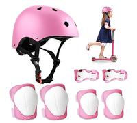 Riisoyu Set di Protezioni per Bambini , Con Casco Regolabile Ginocchiere Gomitiere e Polsiere per Skateboard Pattini in Linea Protezione Bambina per Skate Bicicletta Pattinaggio Monopattino