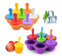 Riisoyu Stampi per Ghiaccioli in Silicone, 2 Set Formine Ghiaccioli Riutilizzabili Stampi per Gelato al Cioccolato Senza BPA per la Preparazione di Ghiaccioli, Gelati, Sorbetti, Arancione e viola