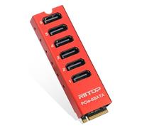 RIITOP Adattatore da M.2 a SATA [6 porte], scheda M.2 NVMe a SATA 3.0 con chipset ASM1166 e alloggiamento in alluminio per SSD/HDD fino a 6 Gbps