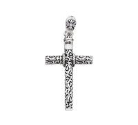 RIJPEX S925 Argento Sterling Inciso Ciondolo Croce Nuvola Di Buon Auspicio, Retro Moda Cento Corrispondenti Collana in Argento Sterling Ciondolo,Argento,Single Pendant