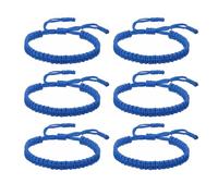 RIJXU 6 braccialetti dell'amicizia blu sfusi blu intrecciato braccialetto per donne uomini fatto a mano regolabile tessuto blu braccialetto di stringa, 6-11in, Corda, Nessuna pietra preziosa