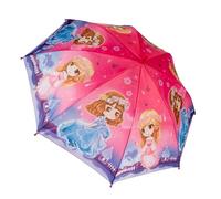 Riki Browns Ombrello da Bambina con Apertura Automatica, Rosa con Principesse, Lunghezza 67 cm, Diametro 90 cm, leggero, per Bambine 3-8 Anni, con Fischietto Decorativo (Principesse Cartoon Fucsia)