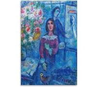 Rikin Liuff Famosi Marc Chagall Stampe da parete Arte murale 《Le Modèle》Quadro su tela Poster di Marc Chagall Immagine estetica per ufficio Decor vintage 40x60cmx1 senza cornice