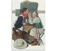 Rikin Liuff Gary Cooper come il texano di Norman Rockwell poster e stampe Norman Rockwell parete arte Vintage pittura tela per Home Decor 50x75cm senza cornice