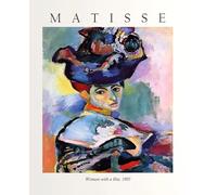 Rikin Liuff Henri Matisse Stampe Donna con un cappello Arte della parete Henri Matisse Poster Moda Pittura Moderna Quadro su tela per la decorazione della parete del bagno 40x55cm Senza cornice