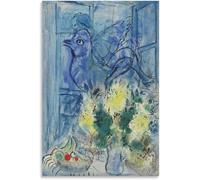 Rikin Liuff Marc Chagall《Uccello e Floreale》Poster e Stampe Surreale Fiore Tela Arte Della Parete Marc Chagall Pittura Per La Casa Picture Decor 50x70cm Senza Cornice