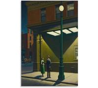 Rikin Liuff Un paio sotto lampione stradale di Edward Hopper Poster e stampe Illustrazione murale di Edward Hopper Quadro retrò su tela per arredamento casa, 50x70cm Senza cornice