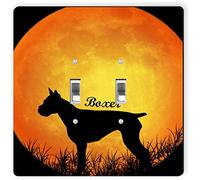 Rikki Knight 8463 - Placca per interruttore a doppia levetta, motivo: Boxer Dog Silhouette by Moon