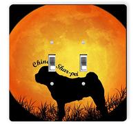 Rikki Knight 8475 Doppio Toggle Chinese Shar-Pei Dog Silhouette By Moon Design Light Switch Plate