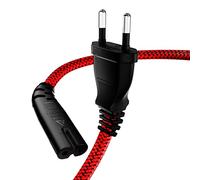 RIKSOIN - Cavo di alimentazione a 2 poli, cavo di alimentazione da 5 m, spina europea (CEE 7/16 su C7), in nylon intrecciato universale, con VDE per TV, PS3/PS4/PS5, One S/X, laptop, Blu-ray, radio,