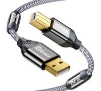 RIKSOIN Cavo USB A a USB B, USB2.0 Trasmissione ad Velocità, Filo in Nylon Intrecciato con Anello di Resistenza Efficace alle , Plug and Play, Ampiamente Compatibile con HP, Canon, Brother, Dell