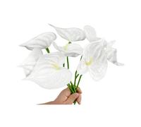 Rikyo 8 fiori artificiali di giglio di Anthurium permanenti da 33 cm, per decorazioni per la casa, per matrimoni, artigianato,accessori per bouquet di fiori,bianco puro