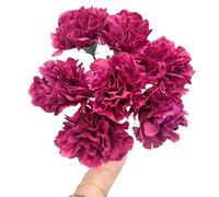 Rikyo Bouquet da 28 cm, 10 steli, garofani rossi, resistenti ai raggi UV, non sbiadiscono, mini petali di seta per sempre, per foto, decorazioni per la casa e matrimoni