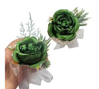 Rikyo - Braccialetto con bouquet da polso e spilla da bavero, con rose artificiali, ideale per balli, cerimonie nuziali, decorazioni per matrimoni e feste, con petali fatti a mano, corona per capelli