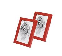 Rikyo Cornice portafoto in stile rustico, 2 pezzi, 12,7 x 17,8 cm, senza passepartout, galleria da parete, per tavolo e parete, colore: rosso