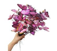 Rikyo Farfalla 3D da giardino, decorazione da giardino in PVC, 25,4 cm, decorazione da giardino per esterni, con testa agitante, per torte, bouquet, parete, prato, vialetto, vaso, aiuola, cortile (50