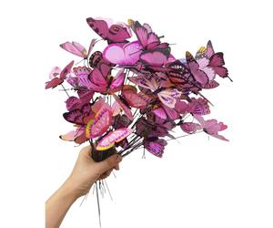 Rikyo Farfalla 3D da giardino, decorazione da giardino in PVC, 25,4 cm, decorazione da giardino per esterni, con testa agitante, per torte, bouquet, parete, prato, vialetto, vaso, aiuola, cortile (50