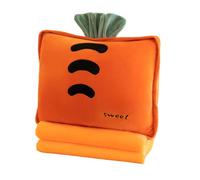 Rikyo Set 3 in 1 con coperta da viaggio e cuscino imbottito 3 in 1, con mani riscaldanti, per bambini, aereo, treno, letto, ufficio, pisolino (carota, arancione)