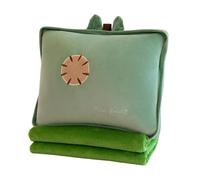 Rikyo Set 3 in 1 con coperta e cuscino imbottito 3 in 1 con frutta e mani riscaldanti, regalo per bambini, per viaggi, aereo, treno, letto, ufficio, pisolino, colore verde kiwi