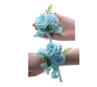 Rikyo Set di 2 bouquet da polso con fiore all'occhiello, 7,6 cm, rose artificiali e garofano da polso e set di fiori da uomo, fiori di seta fai da te, accessori per matrimoni, decorazioni per abiti da