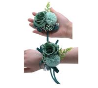 Rikyo Set di 2 fiori di rosa da polso con fiore all'occhiello, fiori di seta per sposa, mano fiore all'occhiello da uomo, topper per torta, decorazioni per torte nuziali, album, feste di fine anno