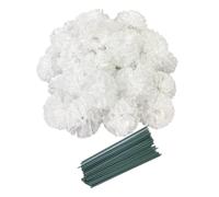 Rikyo Set di 50 teste di garofano in seta artificiale con steli, riempitivi per vasi per decorazioni per la casa, matrimoni, feste di compleanno, Corsage di fiori da polso(bianco puro)