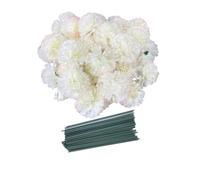Rikyo Set di 50 teste di garofano in seta artificiale con steli, riempitivi per vasi per decorazioni per la casa, matrimoni, feste di compleanno,Corsage da polso,steli da 20 cm (champagne)