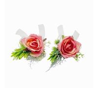 Rikyo - Set di bracciale da polso con rosa artificiale e boutonnière per uomo, ideale per balli, fiore da sposa, cerimonia nuziale, decorazioni per matrimoni e balli, petali fatti a mano, corona per