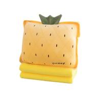 Rikyo Set di coperta da viaggio e cuscino farciti con frutta da 38,1 cm, cuscino avvolgente in peluche con mani riscaldanti, regalo per bambini, viaggi, aereo, treno, letto, ufficio, pisolino (giallo,