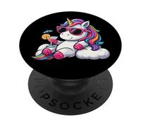 Rilassante unicorno chilling con cocktail arcobaleno PopSockets PopGrip Adesivo