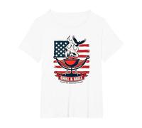 Rilassati, Griglia, Soddisfa il sogno americano Maglietta, Donna plus-size, Bianco, 6X