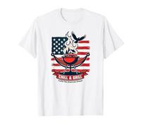 Rilassati, Griglia, Soddisfa il sogno americano Maglietta, Uomo, Bianco, 6XL