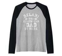 Rilassati Il papà Elettricista È Qui Divertente Master Sparky Papa Maglia con Maniche Raglan