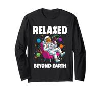 Rilassato Oltre LA Terra Divertente Space Lover Exploration Moon Mars Maglia a Manica