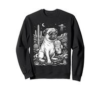 Rilassato Pug Dog Desert UFO Iced Drink Grafica Felpa