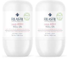 Rilastill Deo Roll On 48H, Deodorante Roll On Traspirante, con Olio di Cocco, Aloe e Burro di Karité, per Tutti i Tipi di Pelle, 100% Naturale, Profumo Delicato, Confezione da 100ml
