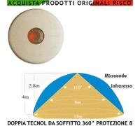 Rileva Intrusi 360° Doppia Tecnologia Antifurto Soffitto Copertura Ø 13 mt
