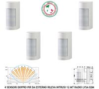 Rileva Intrusi 4 Pezzi Infrarosso 90° Per Esterno Antifurto Radio Lysa GSM Sydra