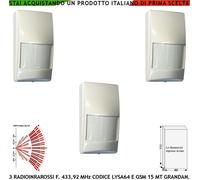 Rileva Movimento Ladri 3 Pezzi Sensore Infrarosso Radio 433 Antifurto Sydra GSM