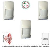 Rileva Presenza Ladri 3 Sensori Infrarosso Radio 433,92 MHz Antifurto Sydra GSM