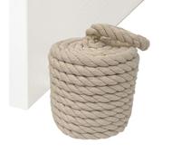 Rilevamento della porta che si lamentava: fermata della porta robusta in corda con manico, rustico nella casa della fattoria | In primo piano per la porta interna, contabilità, della finestra