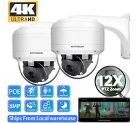 Rilevamento umano in metallo Zoom ottico 4K 8MP 12X 360 ° Telecamera PTZ con rotazione audio esterna ONVIF POE PTZ IP di sorveglianza Speed Doom
