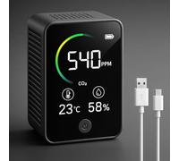 Rilevatore CO2 3 in 1 - Misuratore di Co2 per Interni - Sensore Di Co2 con Display LCD a Colori - Rilevatore Anidride Carbonica, Temperatura e Umidità con Allarme - NDIR - Casa - Batteria a 6 Ore