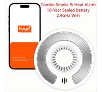 Rilevatore combinato di fumo e calore con controllo app Tuya/2,4 GHz, allarme antincendio a doppio sensore 2 in 1 con batteria sigillata da 10 anni, CE, VSH03W