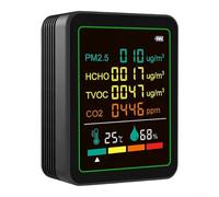 Rilevatore di anidride carbonica 6 in 1 Monitor della qualità dell'aria interna con TVOC PM2.5 Misurazione dell'umidità della temperatura della formaldeide 2.8 HD Schermo a colori Sistema a quattro