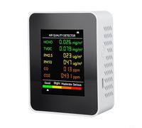 Rilevatore di anidride carbonica 6 in 1 per monitorare la qualità dell'aria PM2.5 PM10 TVOC Formaldeide Misuratore di temperatura e umidità con ampio display portatile desktop (bianco)
