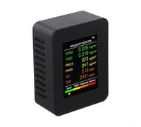 Rilevatore di anidride carbonica 6 in 1 per monitorare la qualità dell'aria PM2.5 PM10 TVOC Formaldeide Misuratore di temperatura e umidità con grande display portatile desktop (nero)