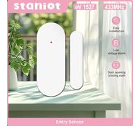 Rilevatore di Contatto per Porte e Finestre Staniot Smart 433MHz, Sensore Magnetico Wireless per Allarme Domestico, Accessori per Sistema Antifurto