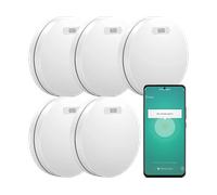 Aroha Smart Connect Rilevatore di Fumo WiFi - Batteria da 10 Anni, Sensore Fumo WiFi Con App Tuya & Smartlife - Allarme Anticendio - 5 pezzi