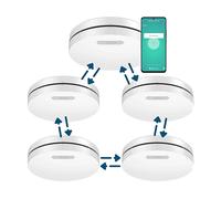 Aroha Smart Connect & Link Rilevatore di Fumo Collegabile e WiFi - Batteria da 10 Anni, Sensore Fumo WiFi Con App Tuya & Smartlife - Allarme Anticendio - 5 pezzi